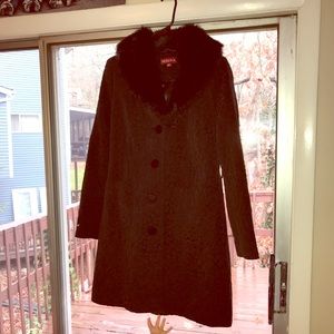 Subtle leopard print black pea coat:)